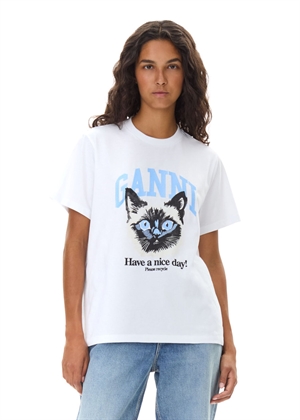 Cat Relaxed tee Bright White T4005 Ganni